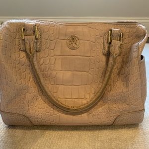 Tory Burch croc embossed Robinson satchel